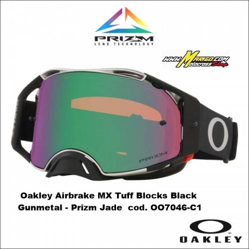 Oakley Airbrake MX Tuff Blocks Black Gunmetal - Prizm Jade  cod. OO7046-C1