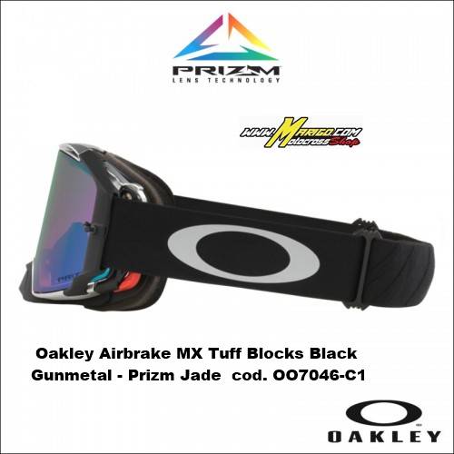 Oakley Airbrake MX Tuff Blocks Black Gunmetal - Prizm Jade  cod. OO7046-C1