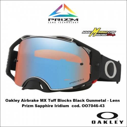 Oakley Airbrake MX Tuff Blocks Black Gunmetal - Lens Prizm Sapphire Iridium  cod. OO7046-43
