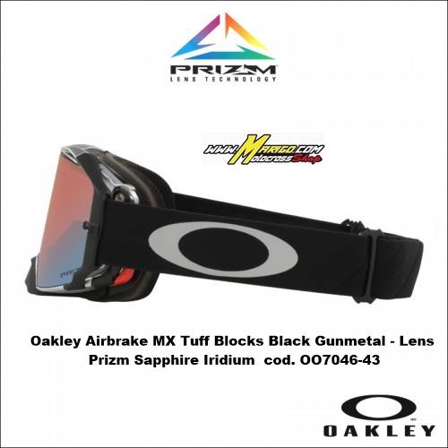 Oakley Airbrake MX Tuff Blocks Black Gunmetal - Lens Prizm Sapphire Iridium  cod. OO7046-43