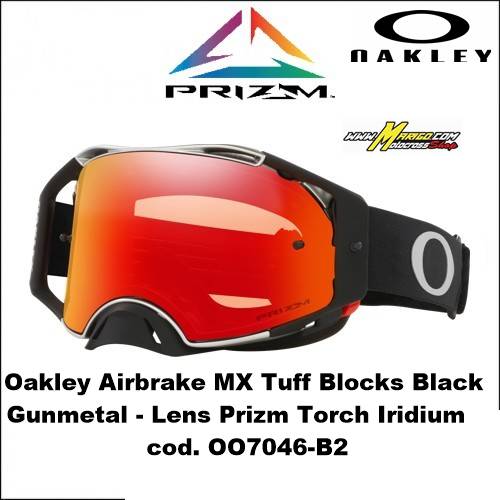Oakley Airbrake MX Tuff Blocks Black Gunmetal - Lens Prizm Torch Iridium  Codice OO7046-B2