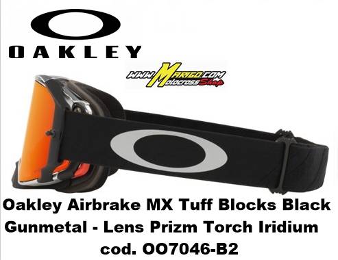 Oakley Airbrake MX Tuff Blocks Black Gunmetal - Lens Prizm Torch Iridium  Codice OO7046-B2