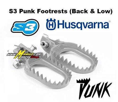 S3 Punk - Pedane in Acciaio - Footrests (Back & Low) 0,5 abbassate - 0,8 arretrate SILVER cod. ESK-1470-S
