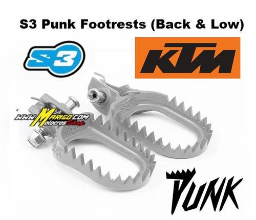 1a - S3 Punk - Pedane in Acciaio - Footrests (Back & Low) 0,5 abbassate - 0,8 arretrate SILVER cod. ESK-1470-S #