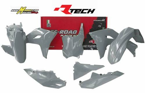 1002b - KIT PLASTICHE KAWASAKI KXF 450 2024 - 2025  KX 250 2025  RTECH  KXF GRIGIO QUANTUM cod. R-KITKXF-GR0-524
