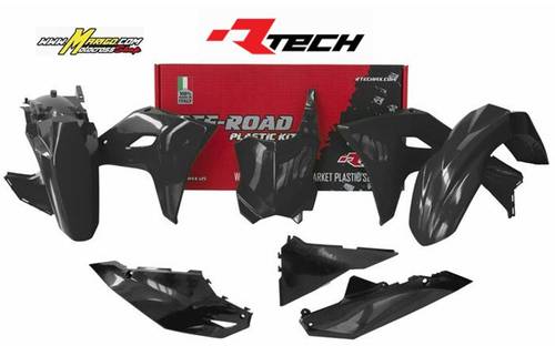 1002b - KIT PLASTICHE KAWASAKI KXF 450 2024 - 2025  KX 250 2025  RTECH  KXF NERO cod. R-KITKXF-NR0-524