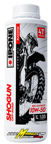1c - Olio Motore SHOGUN OFF-ROAD 10W50 Full Sintetico 4T (1L) Olio motore SHOGUN OFF-ROAD 10W50 full sintetico 4T con standard JASOAPI SP per utilizzo Racing, confezione da 1 litro cod. 409751715