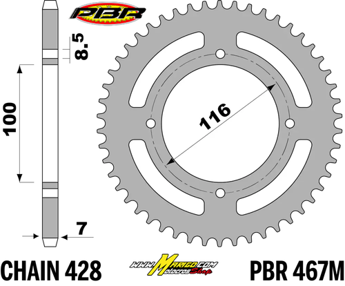5a - Corone in ACCIAIO  Conversione 428 KAWASAKI KX80 - KX85 1983 - 2026 Passo 428 cod. 467M  C45