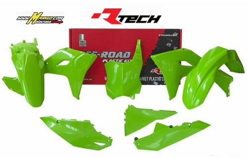 1002b - KIT PLASTICHE KAWASAKI KXF 450 2024 - 2025  KX 250 2025  RTECH  KXF VERDE NEON cod. R-KITKXF-VF0-524