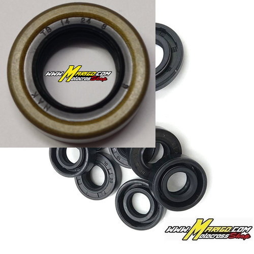 14x24x6 mm in NBR con un Labbro di Tenuta, un Labbro Parapolvere e Molla Cod. M731200445010 Paraolio con Esterno in Metallo Codici OEM  BETA  1052012000  -  SHERCO  0660