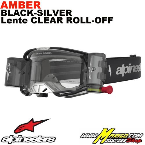 Alpinestars Vision 8  -  Amber Black-Silver - Lente Clear Roll-Off    -    5103327-1742