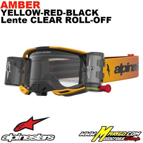 Alpinestars Vision 8  -  Amber Yellow-Red-Black - Lente Clear Roll-Off    -    5103327-5009