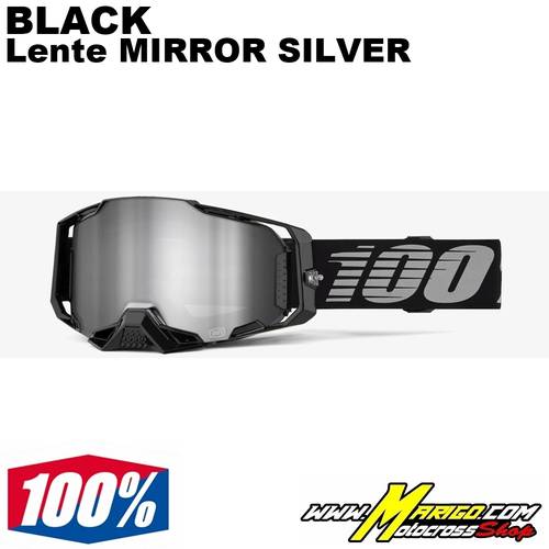 100% ARMEGA  -  BLACK - Lente Mirror Silver    -    26013684 / 50005-00030