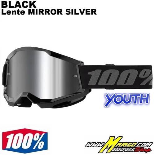 1 - 100% STRATA 2 YOUTH  -  Black  -  Lente Mirror Silver  -  26013509 / 50032-00007