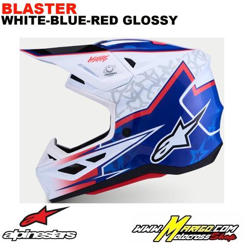 S-M7  -  BLASTER White-Blue-Red Glossy    -    8300127-2217
