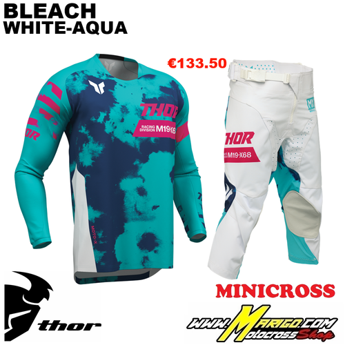 Thor MX  -  LAUNCHMODE  2026 YOUTH  -  BLEACH White-Aqua