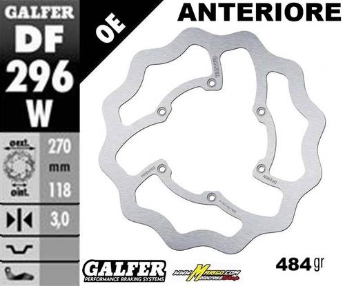 2 - YZ125/250  2022/2023 DISCHI FRENO ANTERIORE   # STANDAR # GALFER  cod. DF296W