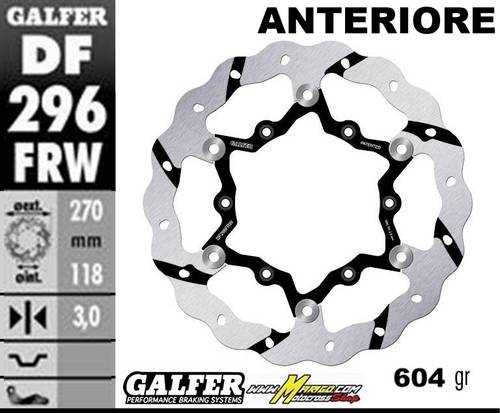 2c - YZ125/250  2022/2023 DISCHI FRENO ANTERIORE   #STANDAR FLOTTANTE con INTAGLI # GALFER  cod. DF296FRW