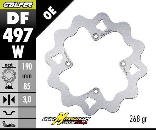 DISC W FIXED 190X3MM  posteriore   Cod. DF497W Certificazione ECE R90