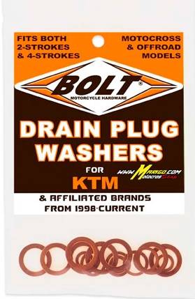 g - ROSETTE TAPPO DI SCARICO OLIO IN RAME KTM SX - SXF 2000 - 2026   cod. DPW.KTM