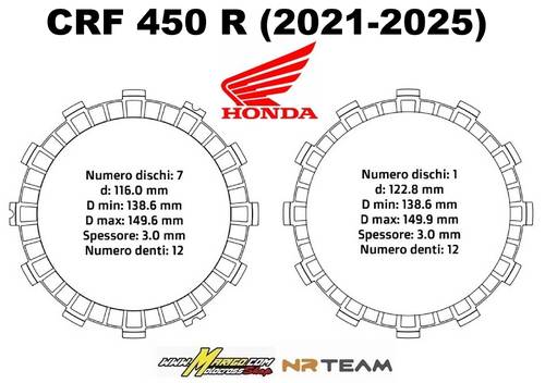 SUGHERO HONDA CRF 450 R ( 2021 - 2025 ) - SERIE GUARNITI    Codice: DS02.F006.8   NRTEAM