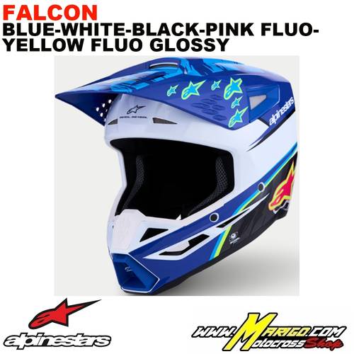 S-M3  -  FALCON - Blue-White-Black-Pink Fluo-Yellow Fluo Glossy    -    8300827-7347