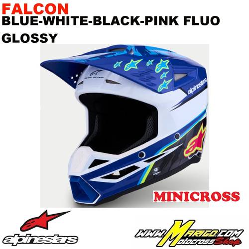 S-M3  -  FALCON - Blue-White-Black-Pink Fluo Glossy    -    8301227-7347
