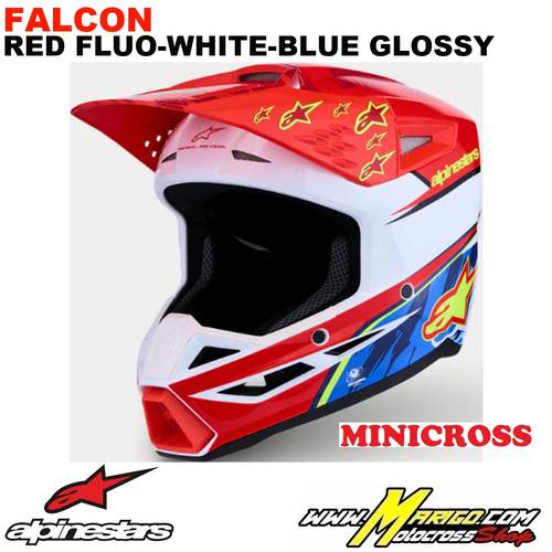 S-M3  -  FALCON - Red Fluo-White-Blue Glossy    -    8301227-3206