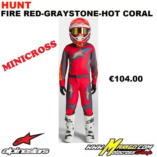 ALPINESTARS  -  FLUID YOUTH  2027  -  HUNT Fire Red-Graystone-Hot Coral