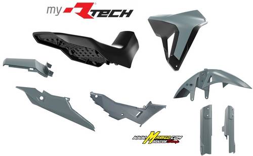 1 - KIT PLASTICHE TRANSALP  750  2023 - 2025  REVOLUTION GRIGIO QUANTUM-NERO cod. R-KITALP-GR0-024