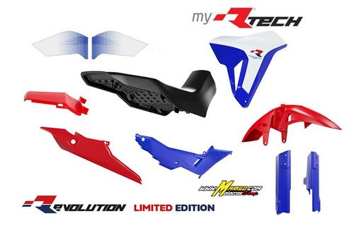 1 - KIT PLASTICHE HONDA TRANSALP REVOLUTION LIMITED EDITION BIANCO-BLU HRC-ROSSO   cod. R-KITALP-HRC-024