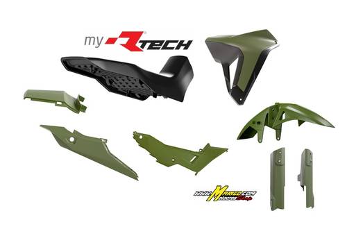 1 - KIT PLASTICHE TRANSALP  750  2023 - 2025  REVOLUTION VERDE MILITARE-NERO-VERDE MILITARE	 cod. R-KITALP-VN0-024