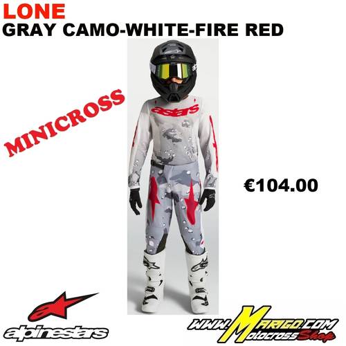 ALPINESTARS  -  FLUID YOUTH  2027  -  LONE Gray Camo-White-Fire Red
