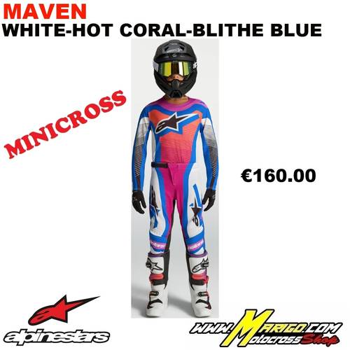ALPINESTARS  -  SUPERTECH YOUTH  2027  -  MAVEN White-Hot Coral-Blithe Blue