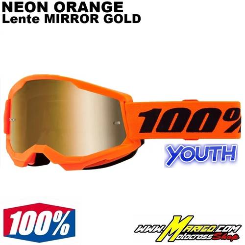 1 - 100% STRATA 2 YOUTH  -  Neon Orange  -  Lente Mirror Gold  -  26013511 / 50032-00009