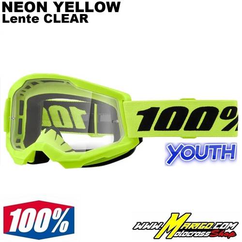 1 - 100% STRATA 2 YOUTH  -  Neon Yellow  -  Lente Clear  -  26013505 / 50031-00010