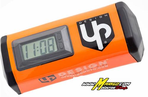 PARACOLPI MANUBRIO CON OROLOGIO UP DESIGN ARANCIO + COVER NERA  cod. 501047