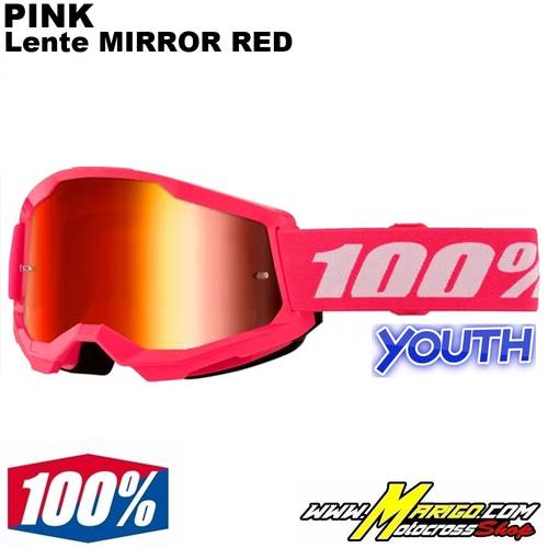 1 - 100% STRATA 2 YOUTH  -  Pink  -  Lente Mirror Red  -  26013513 / 50032-00011