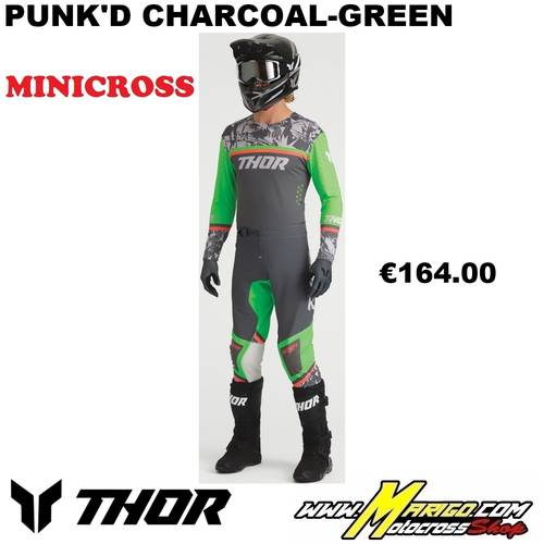 Thor MX  -  SPORTMODE 2027 YOUTH  -  PUNK'D Charcoal-Green