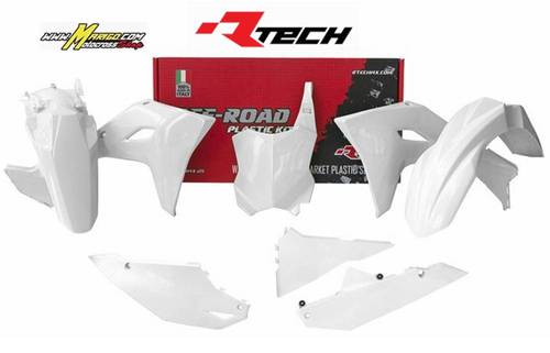 1002b - KIT PLASTICHE KAWASAKI KXF 450 2024 - 2025  KX 250 2025  RTECH  KXF  BIANCO cod. R-KITKXF-BN0-524