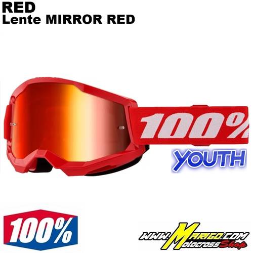 1 - 100% STRATA 2 YOUTH  -  Red  -  Lente Mirror Red  -  26013514 / 50032-00012