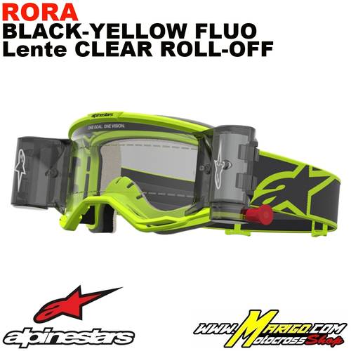 Alpinestars Vision 5  -  Rora Black-Yellow Fluo - Lente Clear Roll-Off    -    5103427-5012