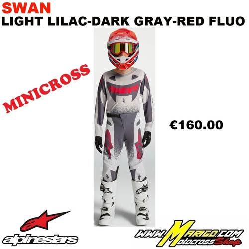 ALPINESTARS  -  SUPERTECH YOUTH  2027  -  SWAN Light Lilac-Dark Gray-Red Fluo