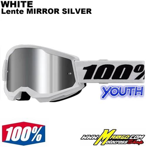 1 - 100% STRATA 2 YOUTH  -  White  -  Lente Mirror Silver  -  26013515 / 50032-00013