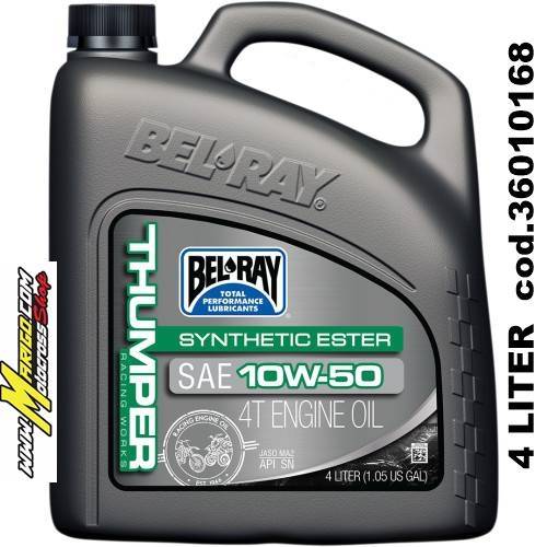 BEL-RAY WORKS THUMPER RACING SYNTHETIC ESTER 4-STROKE ENGINE OIL 10W50 litri 4 cod. 36010168 / 99550-B4LW