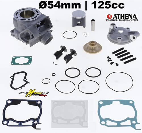 1b - Gruppo Termico YAMAHA YZ 125 cc 2005/2021    Standard Bore con Testata Ø 54 mm, 125 cc e Guarnizioni necessarie all'installazione Cod. P400485100017