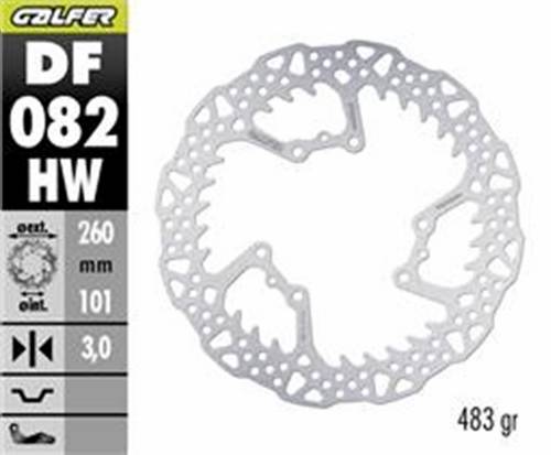 1 - Codice DF082HW DISCO SHARK FISSO 260X3MM HONDA (Anteriore)