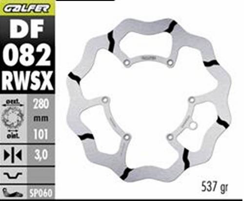 1 - DF082RWSX DISCO FISSO SCANALATO MAGGIORATO 280X3MM HONDA CR 125-250-500 2015- (ANTERIORE)