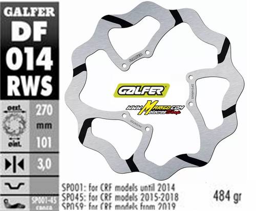 1 - Codice DF014RWS DISCO WAVE FISSO MAGGIORATO SCANALATO 270X3MM HONDA CR/CRF -2014 (ANTERIORE)