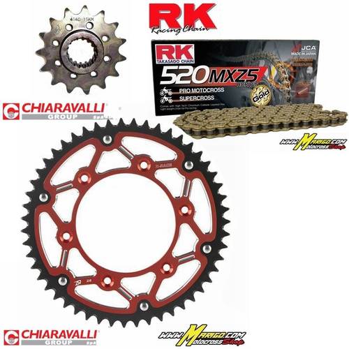 KIT TRASMISSIONE COMPLETO CHIARAVALLI HONDA CRF 450 2017/2025  # corona X-RACE ROSSO catena ORO #